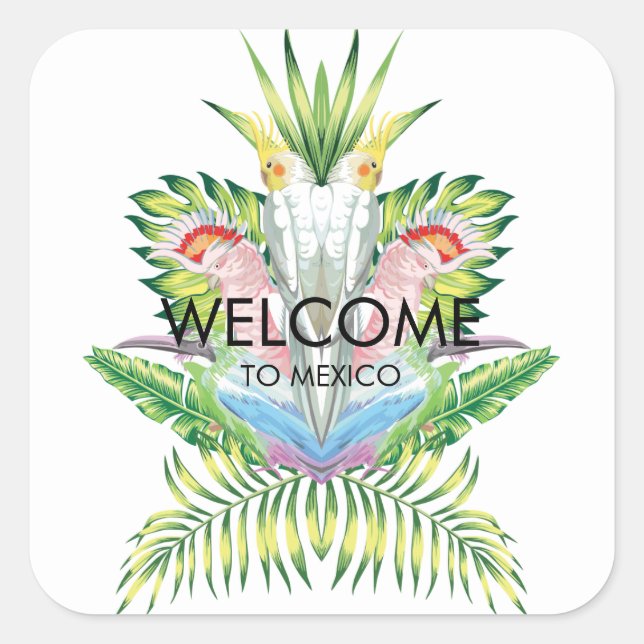 Vögel des Paradieses Hochzeitsticker Quadratischer Aufkleber (Vorderseite)