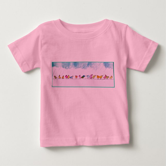 Vögel, die im Regen-Säuglings-Shirt singen Baby T-shirt (Vorderseite)
