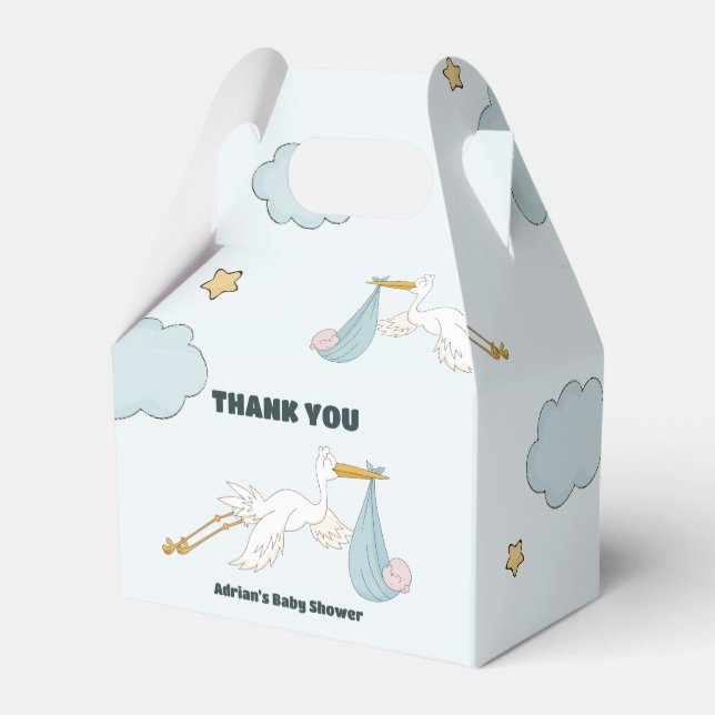 Vögel, die Niedliches Kind tragen. Es ist eine jun Geschenkschachtel (Rückseite)