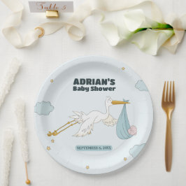 Vögel, die Niedliches Kind tragen. Es ist eine jun Pappteller