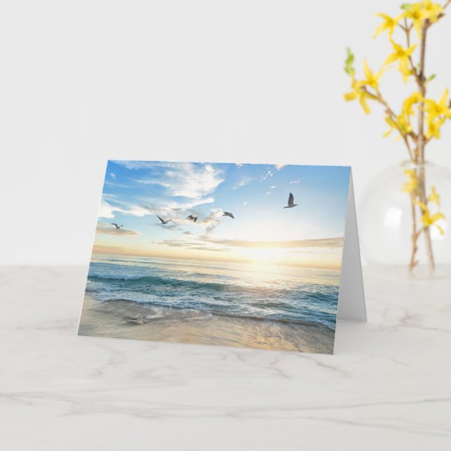 Vögel, die über den Ozean fliegen Karte (Gelbe Blume)