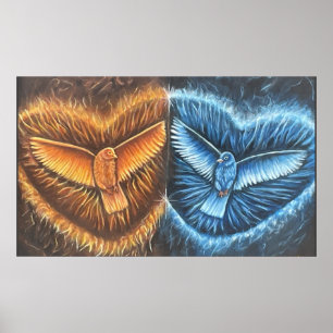 Vögel, die zusammen fliegen poster