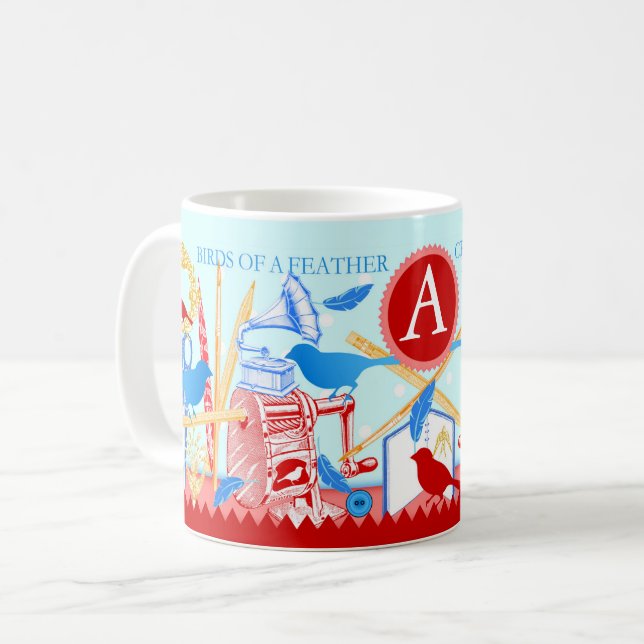 Vögel eines Feather Craft Zusammen Tasse Aqua (Vorderseite Links)