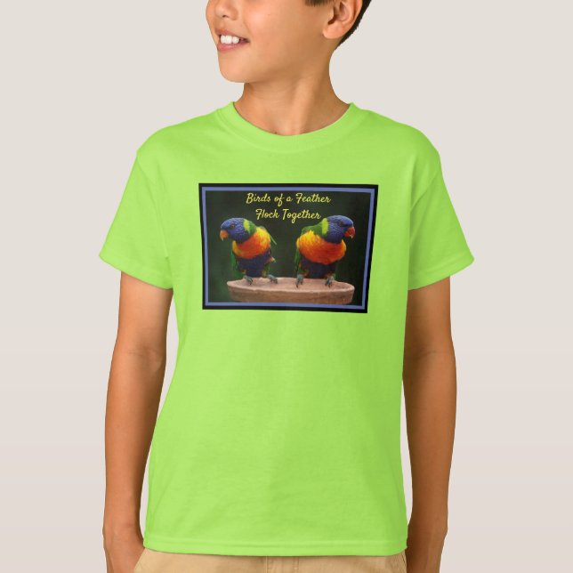 Vögel eines Feather Flock Together Lorikeet T-Shirt (Vorderseite)