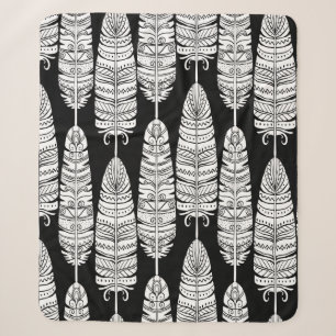 Vögel federn boho nahtlose Muster in schwarz und Sherpadecke