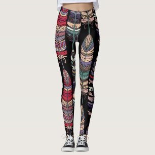 Vögel Federn Tribal Art nahtlos Leggings