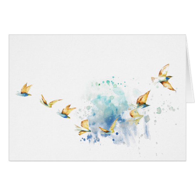 Vögel fliegen bunten Tintendruck (Vorderseite (Horizontal))