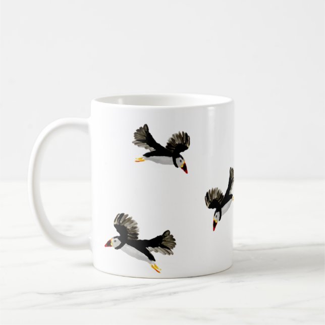 Vögel fliegen Puffin Spaß Kaffeetasse (Links)
