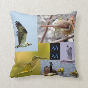 Vogel-Fotocollage Throwkissen Kissen