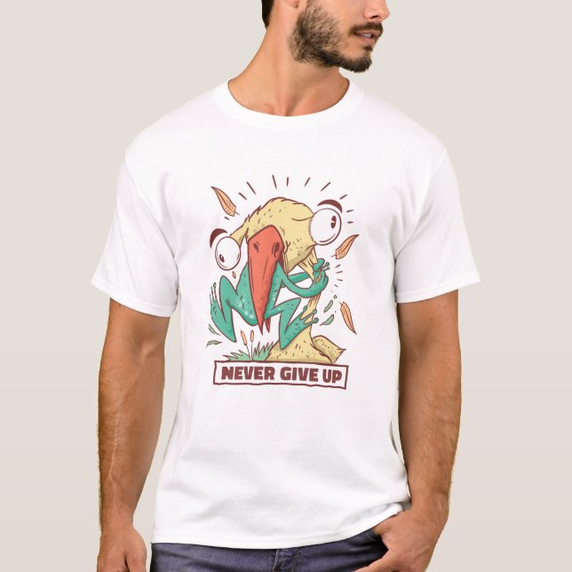 Vögel fressen Frosch Gib niemals auf T-Shirt (Vorderseite)