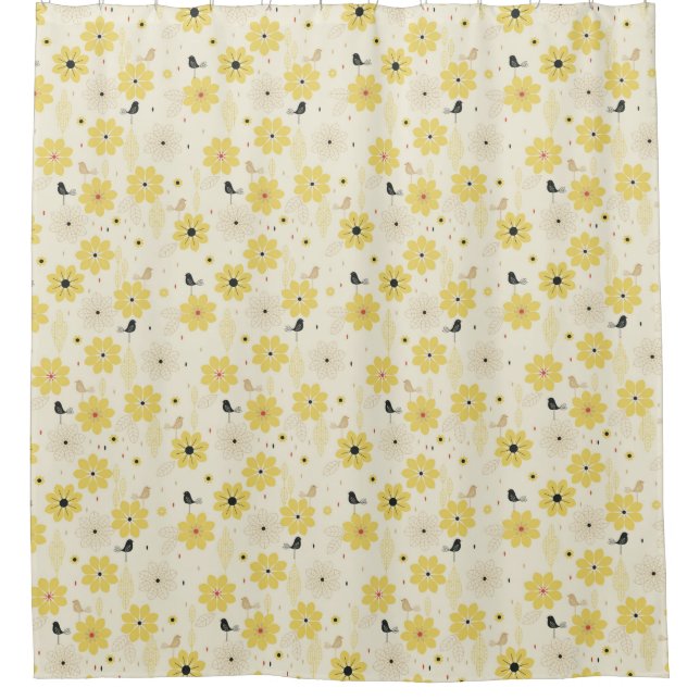 Vogel-Garten Duschvorhang (Vorderseite)