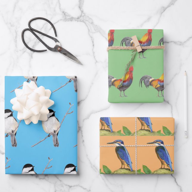 Vögel Geschenkpapier Set (Vorderseite)