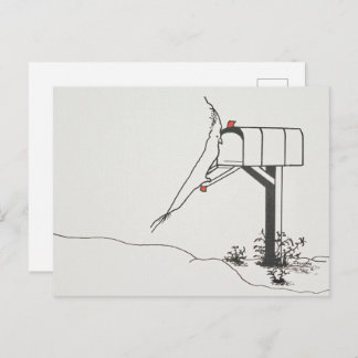 Vogel Gewartet für E-Mail an der Mailbox Postkarte