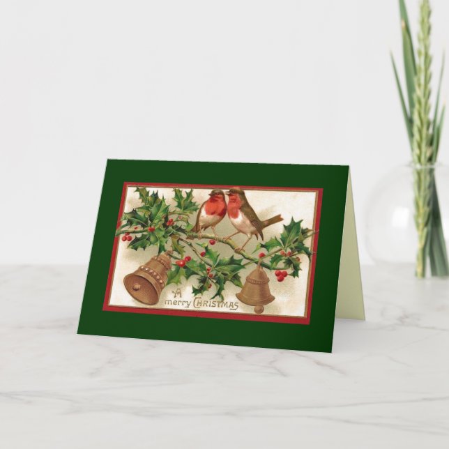 Vögel, Glocken und Weihnachtskarten Feiertagskarte (Vorderseite)