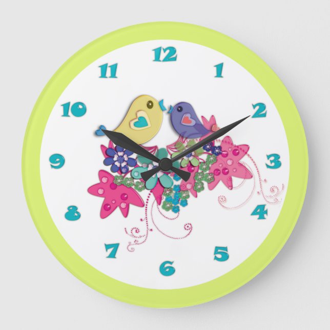 Vögel Große Wanduhr (Vorderseite)