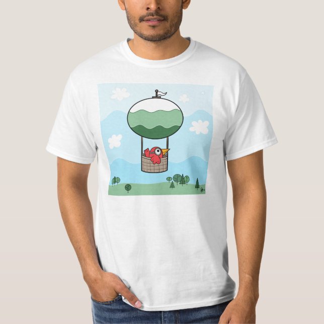 Vogel-HeißluftBallon - grundlegender T - Shirt (Vorderseite)
