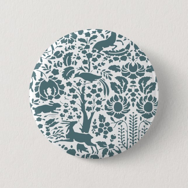 Vögel, Hirsche, Baumfollikelmuster Button (Vorderseite)