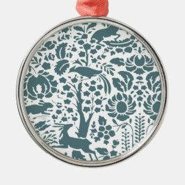 Vögel, Hirsche, Baumfollikelmuster Silbernes Ornament