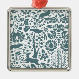 Vögel, Hirsche, Baumfollikelmuster Silbernes Ornament
