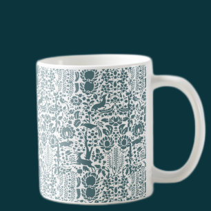 Vögel, Hirsche, Vintage Volksmuster Kaffeetasse