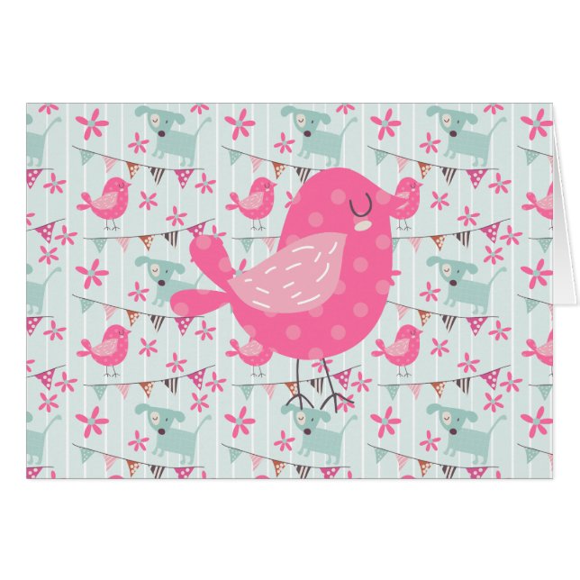 Vögel, Hunde, Banner, Blume (Vorderseite (Horizontal))