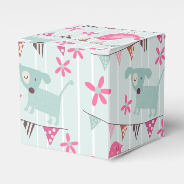 Vögel, Hunde, Banner, Blume Geschenkschachtel (Vorderseite)