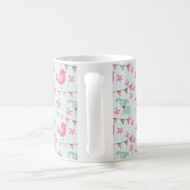 Vögel, Hunde, Banner, Blume Kaffeetasse (Henkel)