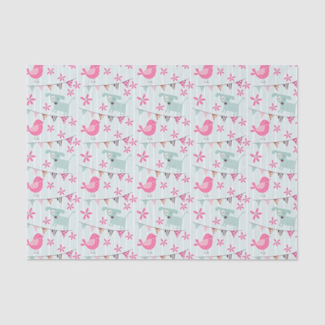 Vögel, Hunde, Banner, Blume Seidenpapier (Vorderseite)