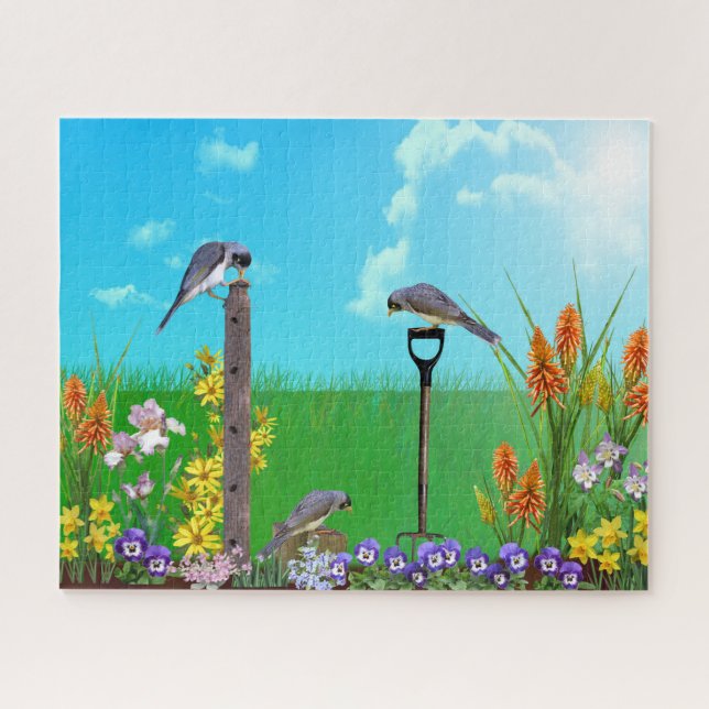 Vögel im Blumengarten | Farblich (Horizontal)