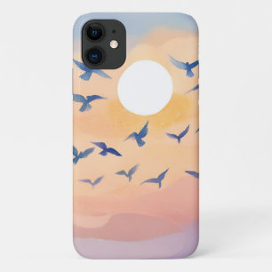 Vögel im Flug   Sonnenuntergang Natur Aquarell Case-Mate iPhone Hülle