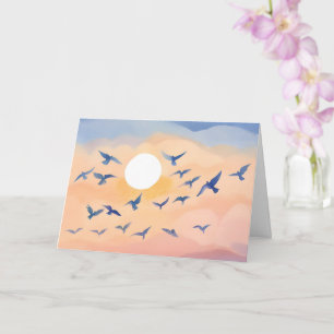 Vögel im Flug Sonnenuntergang Natur Aquarell Karte