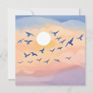 Vögel im Flug Sonnenuntergang Natur Aquarell L Dankeskarte