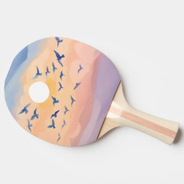 Vögel im Flug | Sonnenuntergang Wasserfarbe Tischtennis Schläger