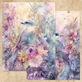 VOGEL IM FRÜHLINGSBLUMENGARTEN-SCRAPBOOK-PAPIER