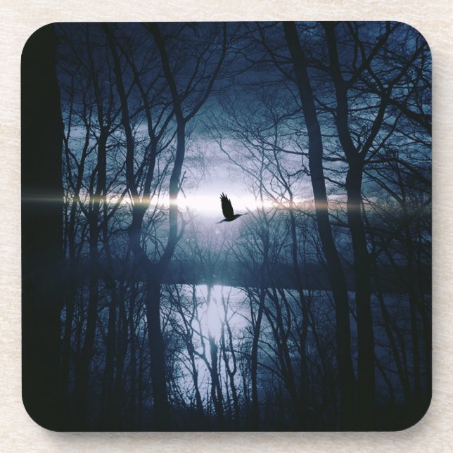 Vogel im Mondlicht Untersetzer (Vorderseite)