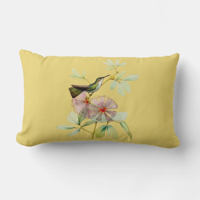 Vogel im Puderquaste-Baum-botanischen lumbalen Lendenkissen (Vorderseite)