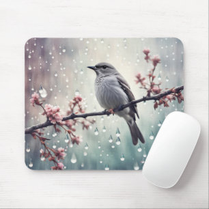 Vogel im Regen Mousepad