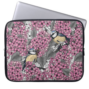 Vögel im Rosa-lila-Garten Laptopschutzhülle