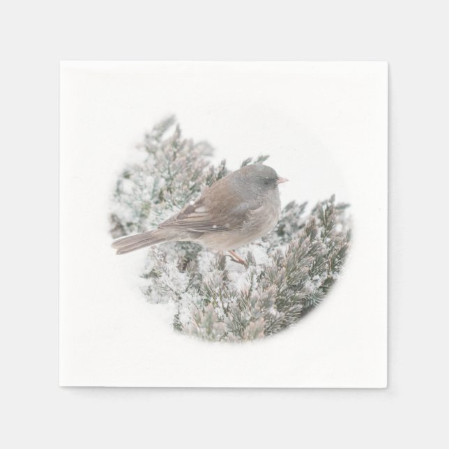 Vogel im Winterpapier Napkins Serviette (Vorderseite)