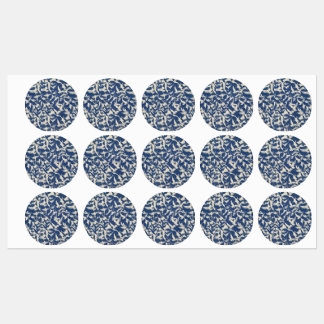 Vögel in blau-weißen Haustieretiketten Etiketten