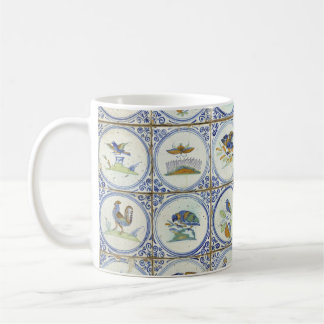 Vögel in blauem Delft Kaffeetasse