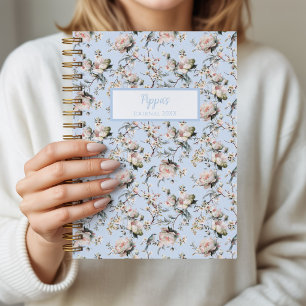 Vogel in blühendem Blau Personalisiertes Tagebuch 