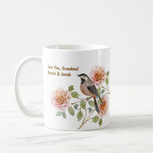 Vogel in Blumen und Foto Kaffeetasse