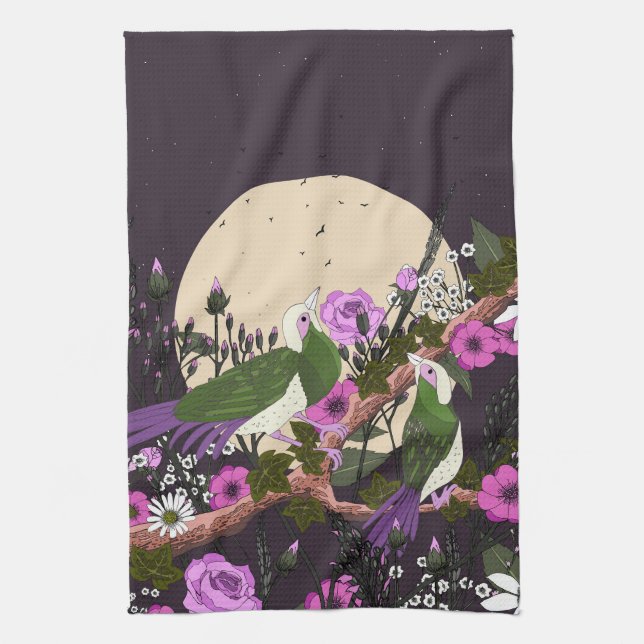 Vögel in den Blumen Geschirrtuch (Vertikal)