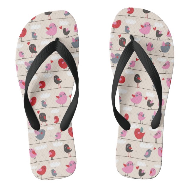 Vögel in der Liebe Flip Flops (Fußbett)