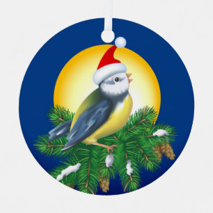 Vögel in der Weihnachtsmannmütze Ornament Aus Metall