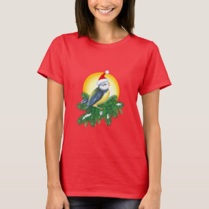 Vögel in der Weihnachtsmannmütze T-Shirt