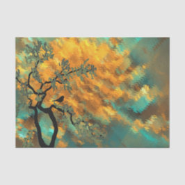 Vogel in einem Baum mit schöner Sky Decoupage Seidenpapier