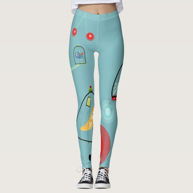 Vögel in einem Käfig Leggings (Vorderseite)