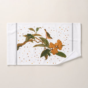 Vogel in einem Obstbaumkissen Badhandtuch Set